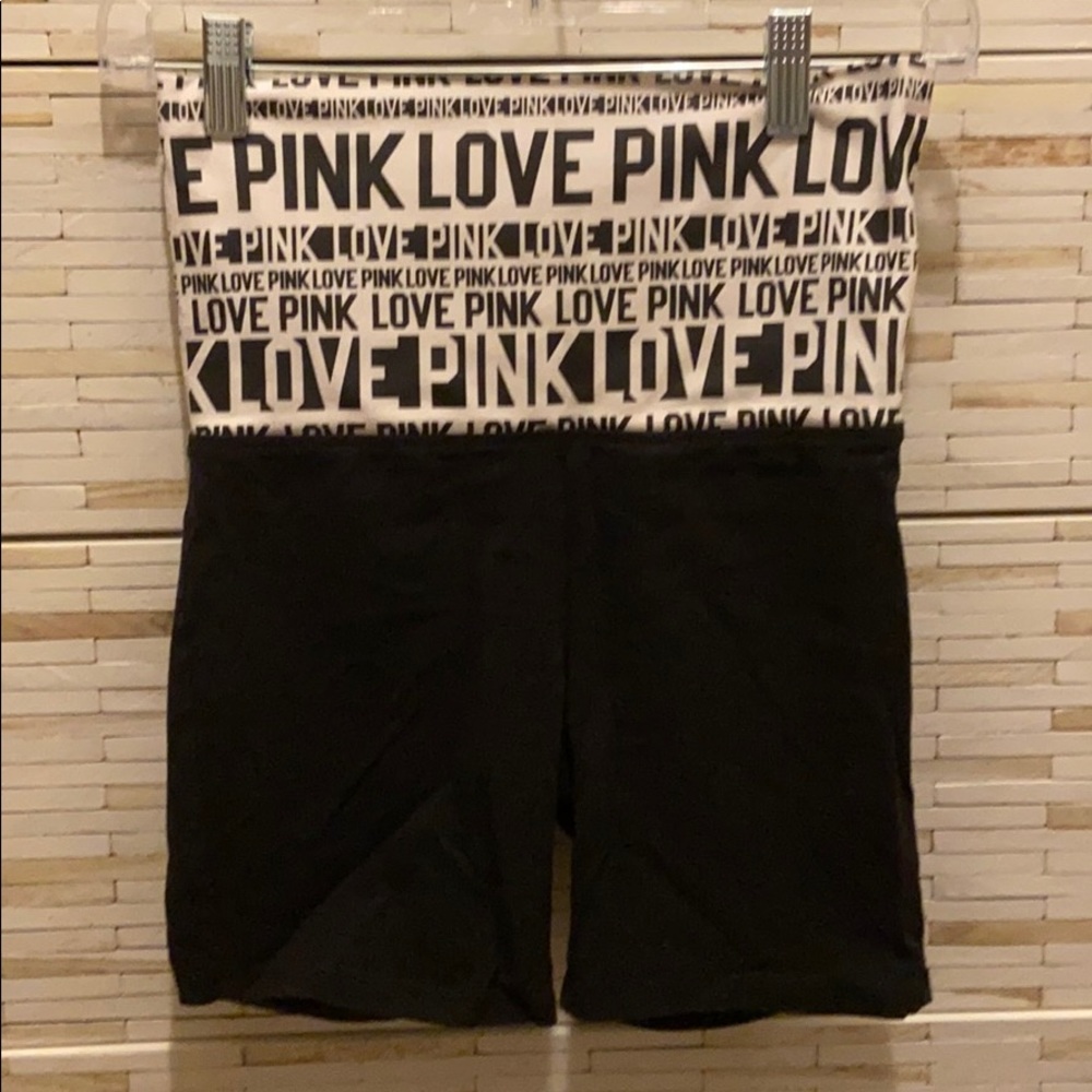 PINK Victoria’s Secret black logo yoga shorts